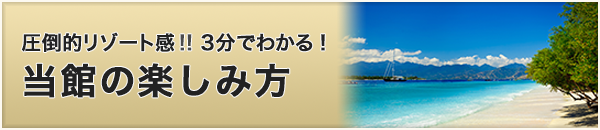 圧倒的リゾート感!!3分で分かる!当館の楽しみ方