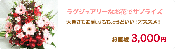 ラグジュアリーなお花でサプライズ大きさもお値段もちょうどいい！オススメ！お値段 3,000円