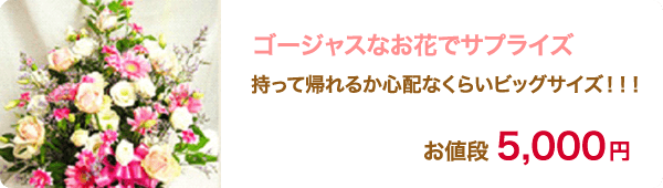 ゴージャスなお花でサプライズ持って帰れるか心配なくらいビッグサイズ！！！お値段 5,000円