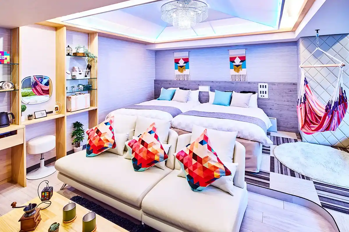 Bed with canopy and Large TV